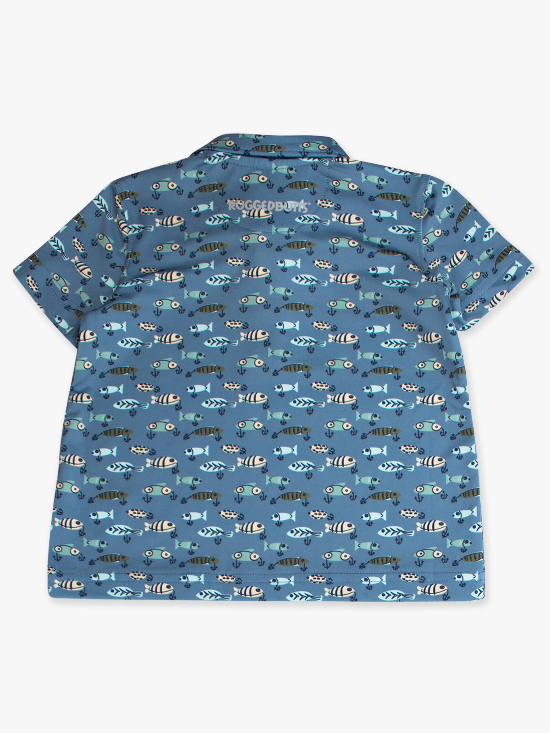 Blå Drenge Fisk Agn Kammerater Strik Kortærmet Performance Polo for engroshandel på Faire7