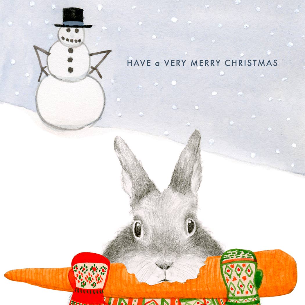 Dear Hancock - Wholesale Christmas Card - Bunny Stealing Carrot Card - Set of 61