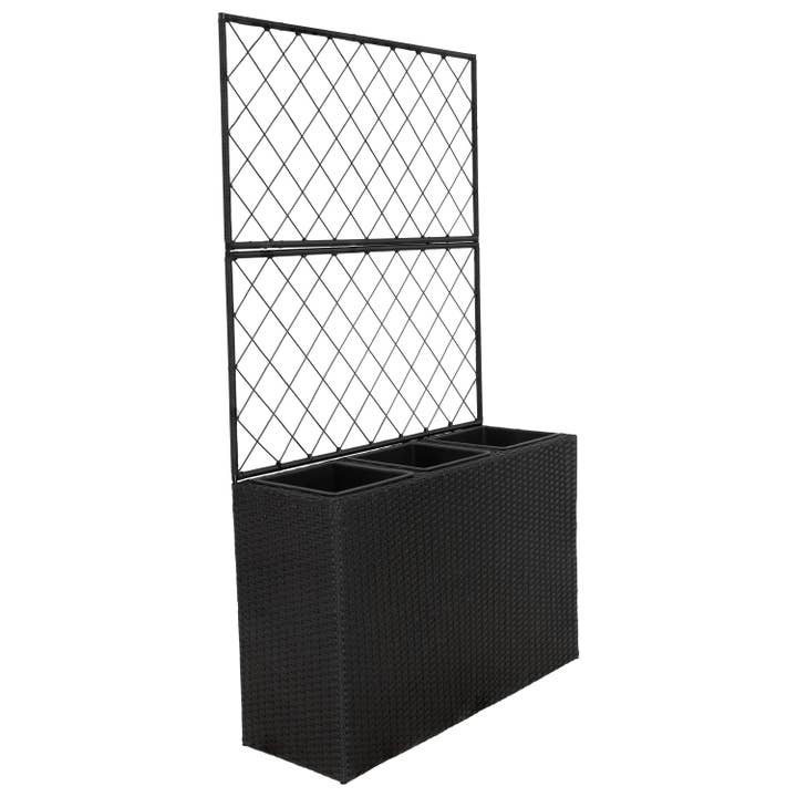 Sunnydaze Decor - Wholesale Plant Pot - 3-Section Wicker Planter Box with Trellis - Black15
