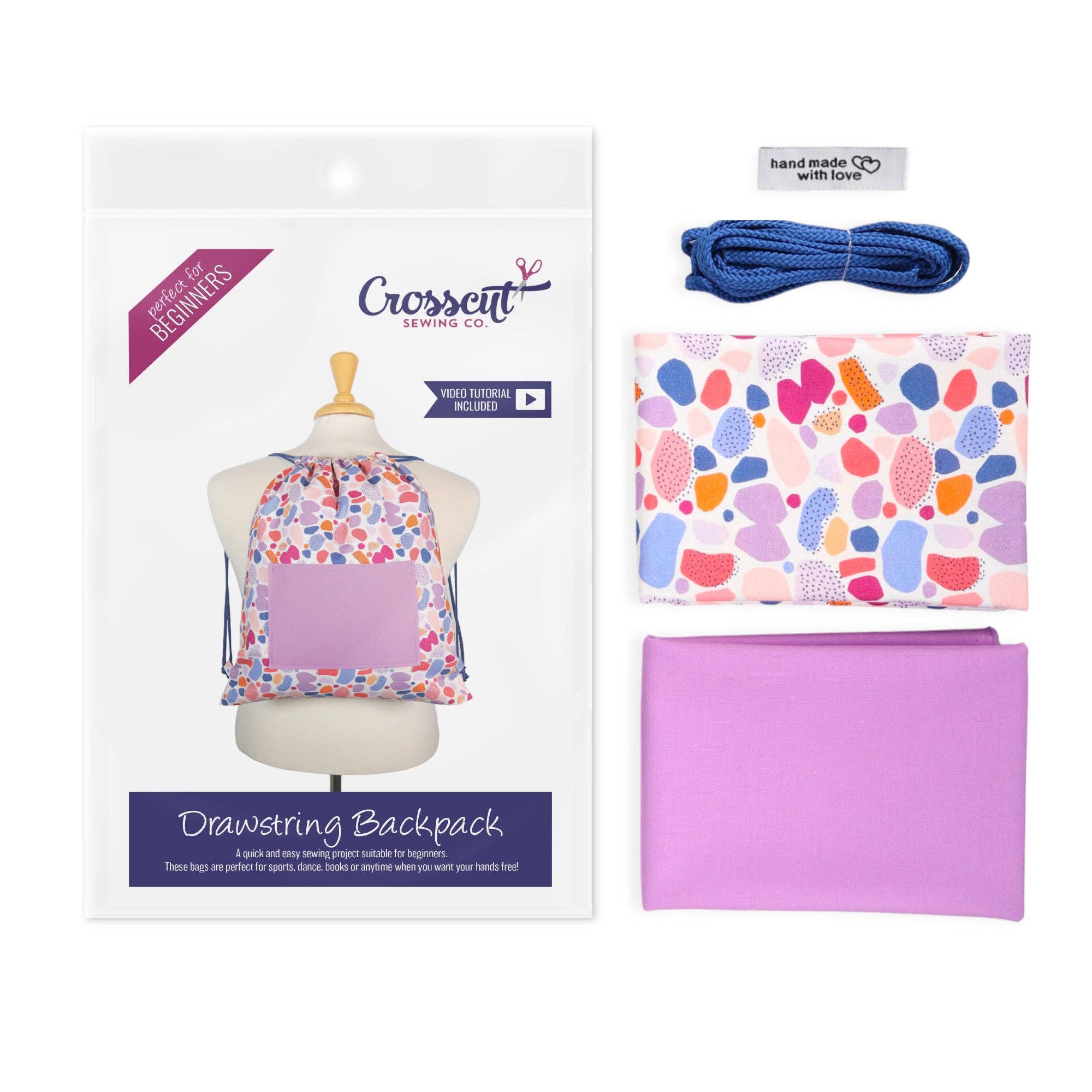 Crosscut Sewing Co. - Wholesale DIY Craft Kit - Drawstring Backpack Sewing Kit - DIY Sewing Project Kit for Beginners, Kids and Adults3