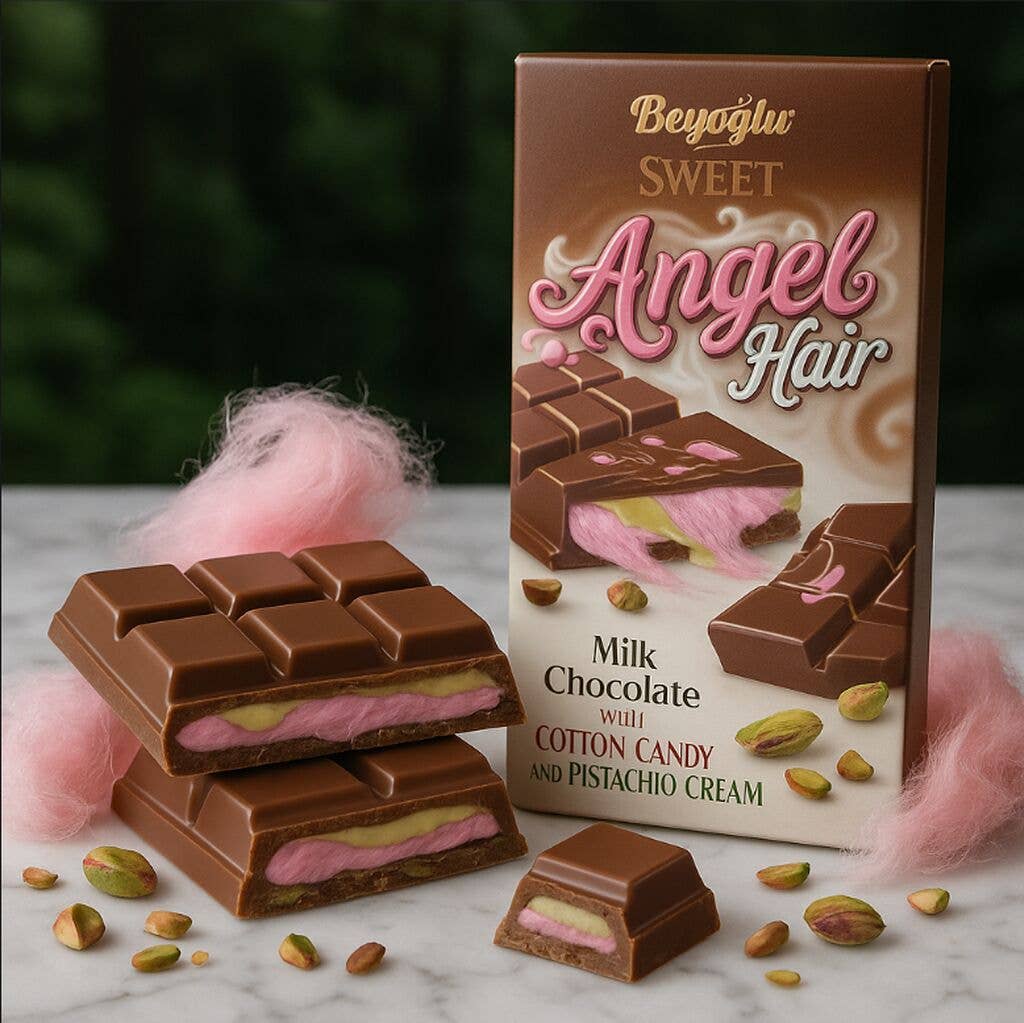 Aladdin – Großhandel Süßigkeiten mit Schokoglasur – Beyoglu Engelshaar Milchschokolade Zuckerwatte Pistazie4