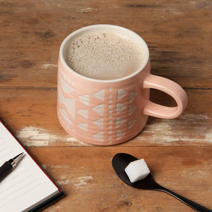 Danica Studio - Wholesale Coffee Mug - Danica Studio Pink Imprint Stoneware Mugs 12 oz2