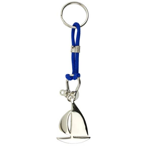 Sailboat Keyring, blue cord for wholesale by Nauticalia