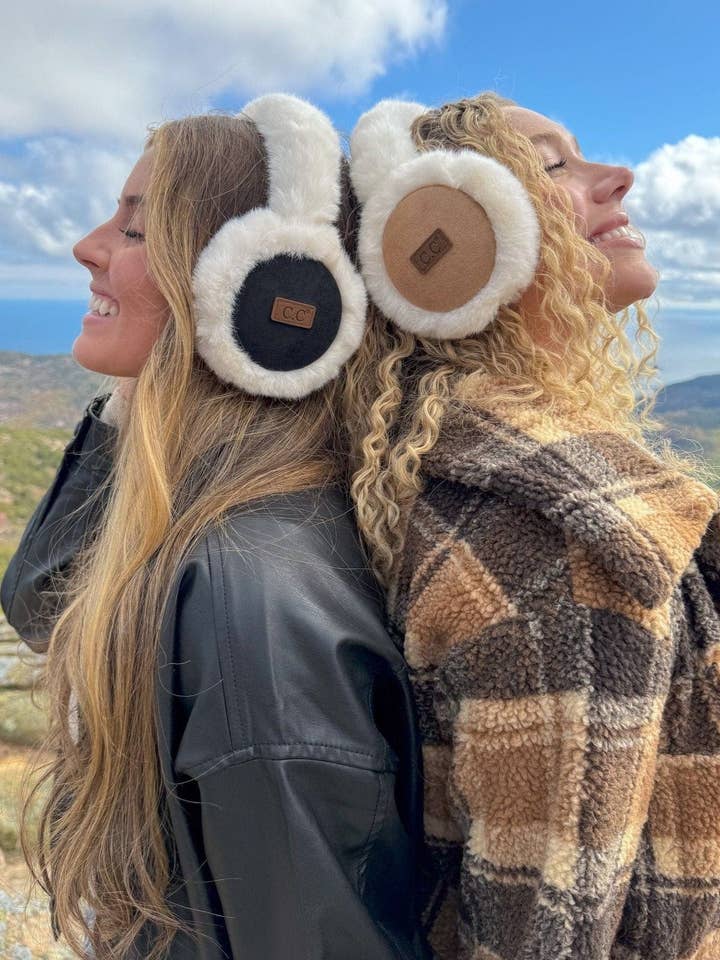 EMS4491 Vegan Suede and Fur Earmuffs for wholesale by MiMi Wholesale