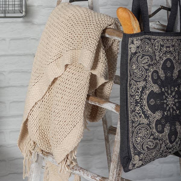 Forpost Trade Inc - Wholesale Throw Blanket - 50" x 65" Knitted Cream Cotton Throw1