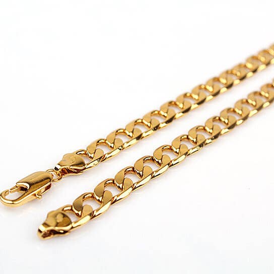 24k Yellow Gold Filled Men's Necklace Curb Link Chain24 Inch for wholesale by FASHIONISTAAA