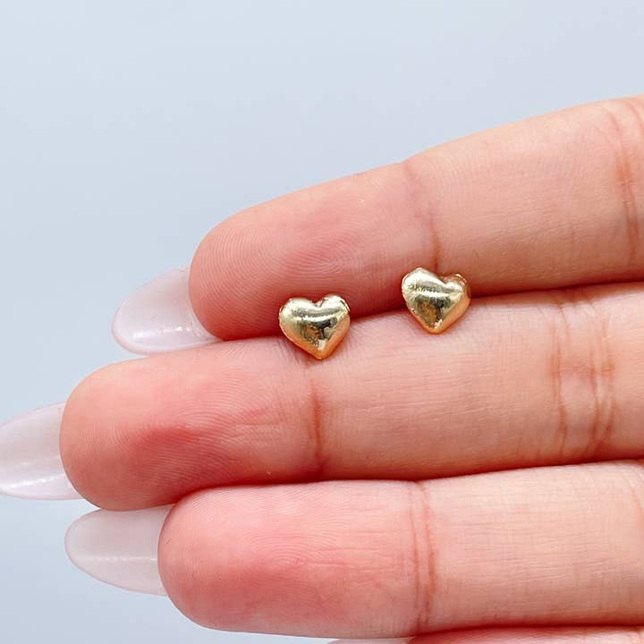 Milie - Wholesale Stud/Post Earrings - 18k GF Simple Baby Heart Earrings3