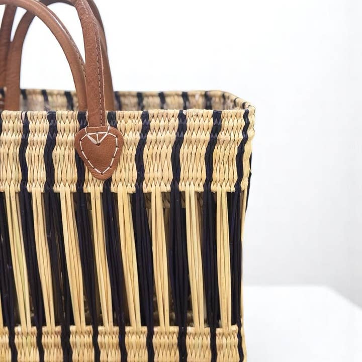 Melecraft - Wholesale Mand - Marokkaanse handgeweven stroentas met leren handvatten3
