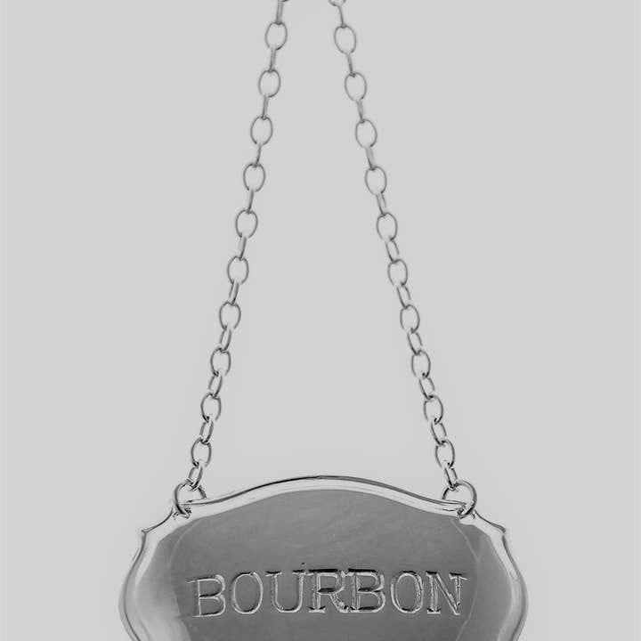 Decanter Label Chippendale Design Bourbon Sterling for wholesale by Corbell Silver