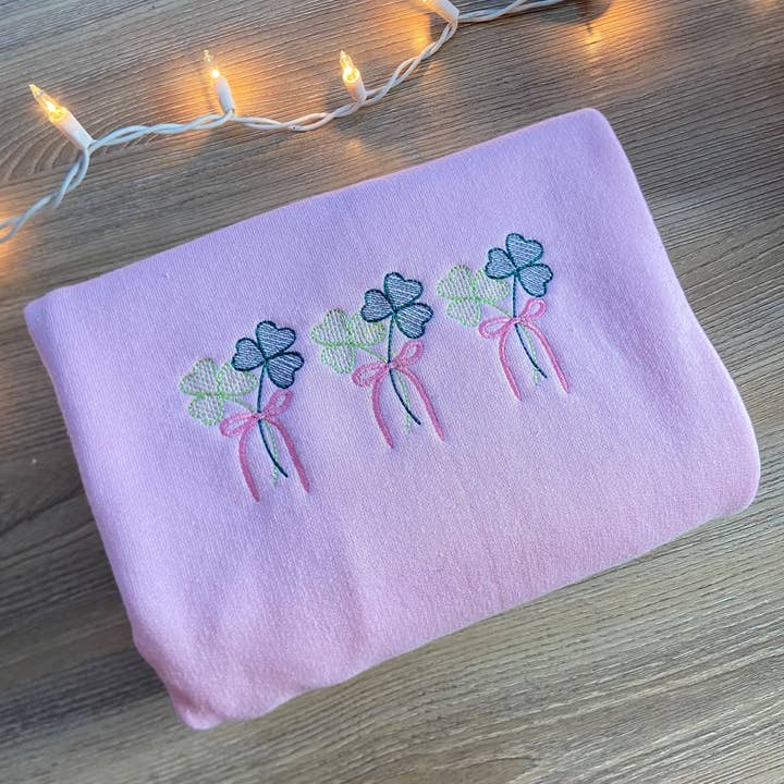 Shamrock Coquette Embroidered Crewneck Sweatshirt for wholesale by Heaven City LLC