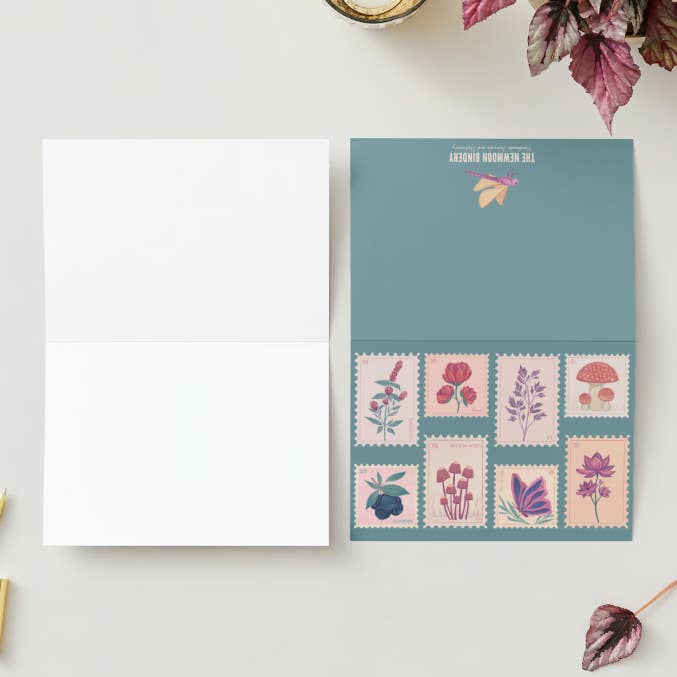 The Newmoon Bindery - Wholesale Everyday Greeting Card - Flora, Fauna, and Funga Stamp Greeting Card2