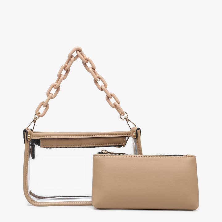 Jen & Co. - Wholesale Crossbody Bag - Women's - M2226CR Jessica Clear Crossbody w/ Chain