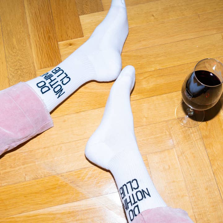 Do Nothing Club Tennis Socks - White for wholesale on Faire3