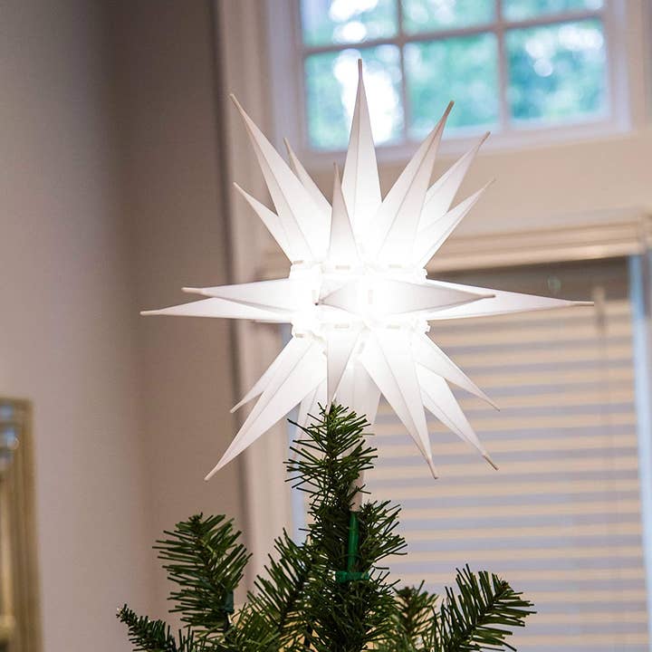 Elf Logic - Vendita all'ingrosso Puntali per albero di Natale - Decorazione LED a forma di stella della Moravia, 30,5 cm, bianco brillante1