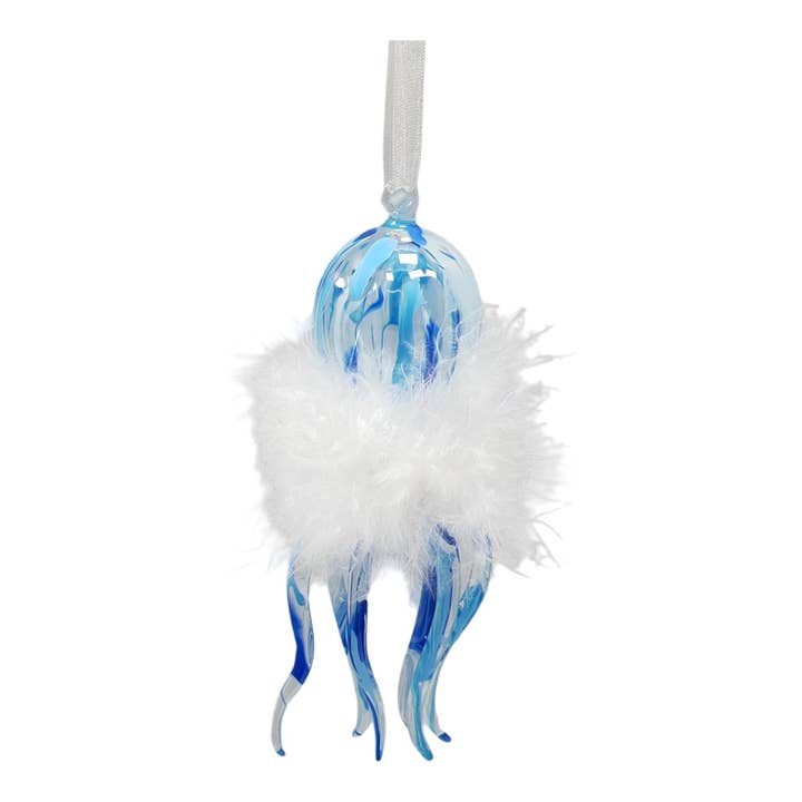 Blauer Oktopus mit weißem Fellornament für den Großhandel von December Diamonds