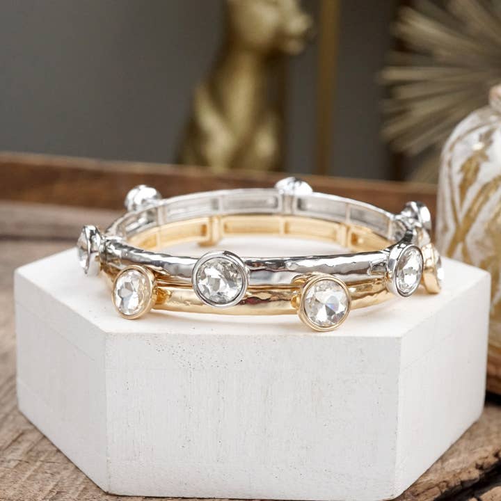 PennyLine inc - Wholesale Bangle Bracelet - Sparkly clear crystals bangle in Gold Or Silver Tone2