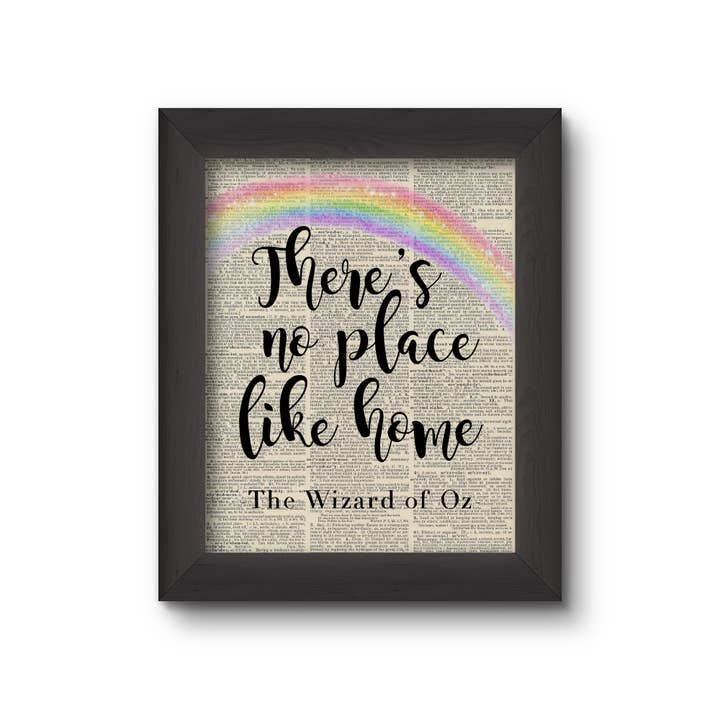 Cecelia Rose Book Page Art - Wholesale Art Print - Wizard of Oz Themed Art Print - 'There's No Place Like Home'