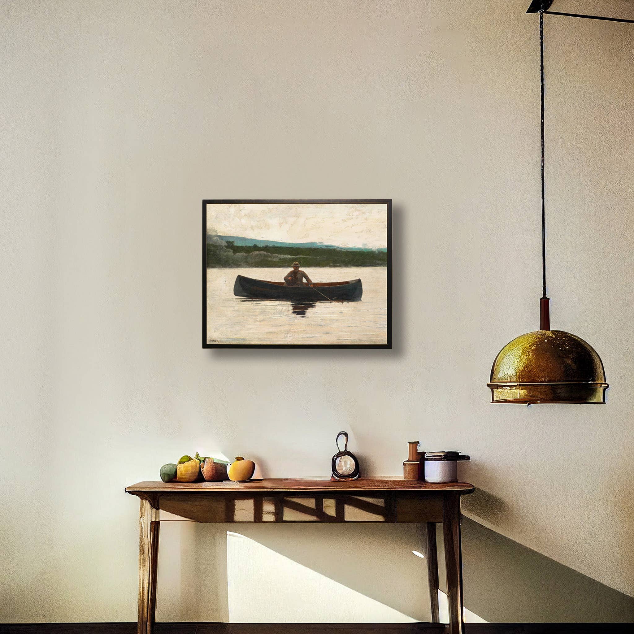 Antique Curiosities Inc – wholesale Art print – Vintage oil painting reproduction of a man in a boat1