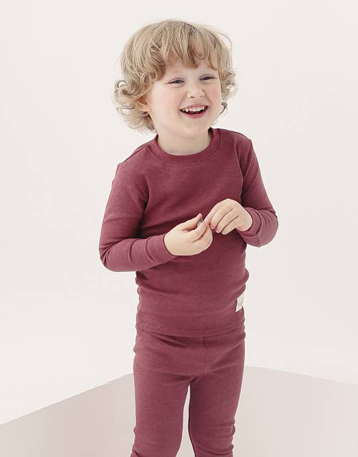 New Melange Red Long Sleeve PJs for wholesale on Faire13
