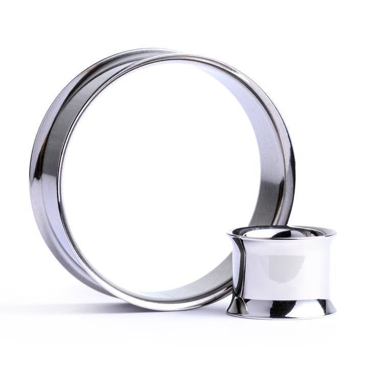 Tunnel/bouchon/jauge à double évasement en acier argenté 30 mm pour la vente par Custom Plugs