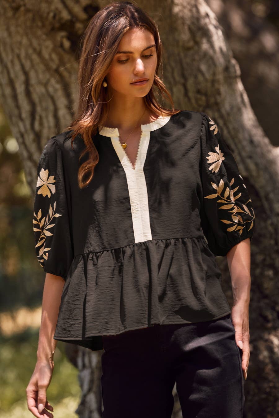 Oddi - Wholesale Blouse - Women's - Solid Airflow Peplum Blouse 0