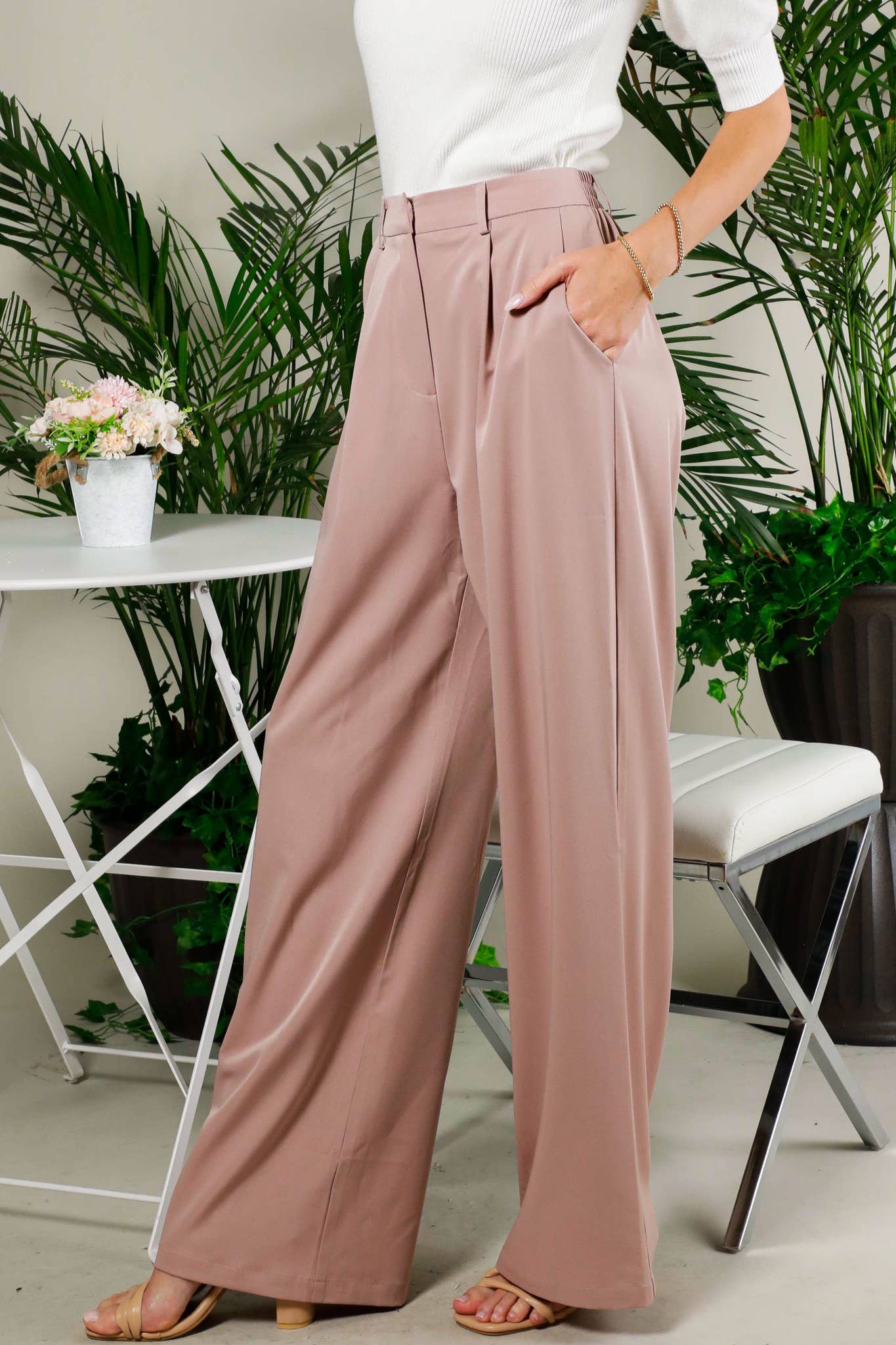 Vine & Love - Venta al por mayor Pantalones - Mujer - Pantalón de Pierna Ancha de Tiro Alto VP812414