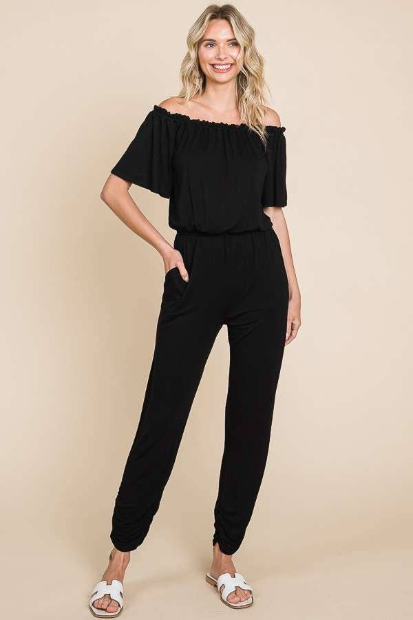 Culture Code - Wholesale Jumpsuit - Women's - CAR1489 - OFF SHOULDER PEASANT JUMPSUIT0
