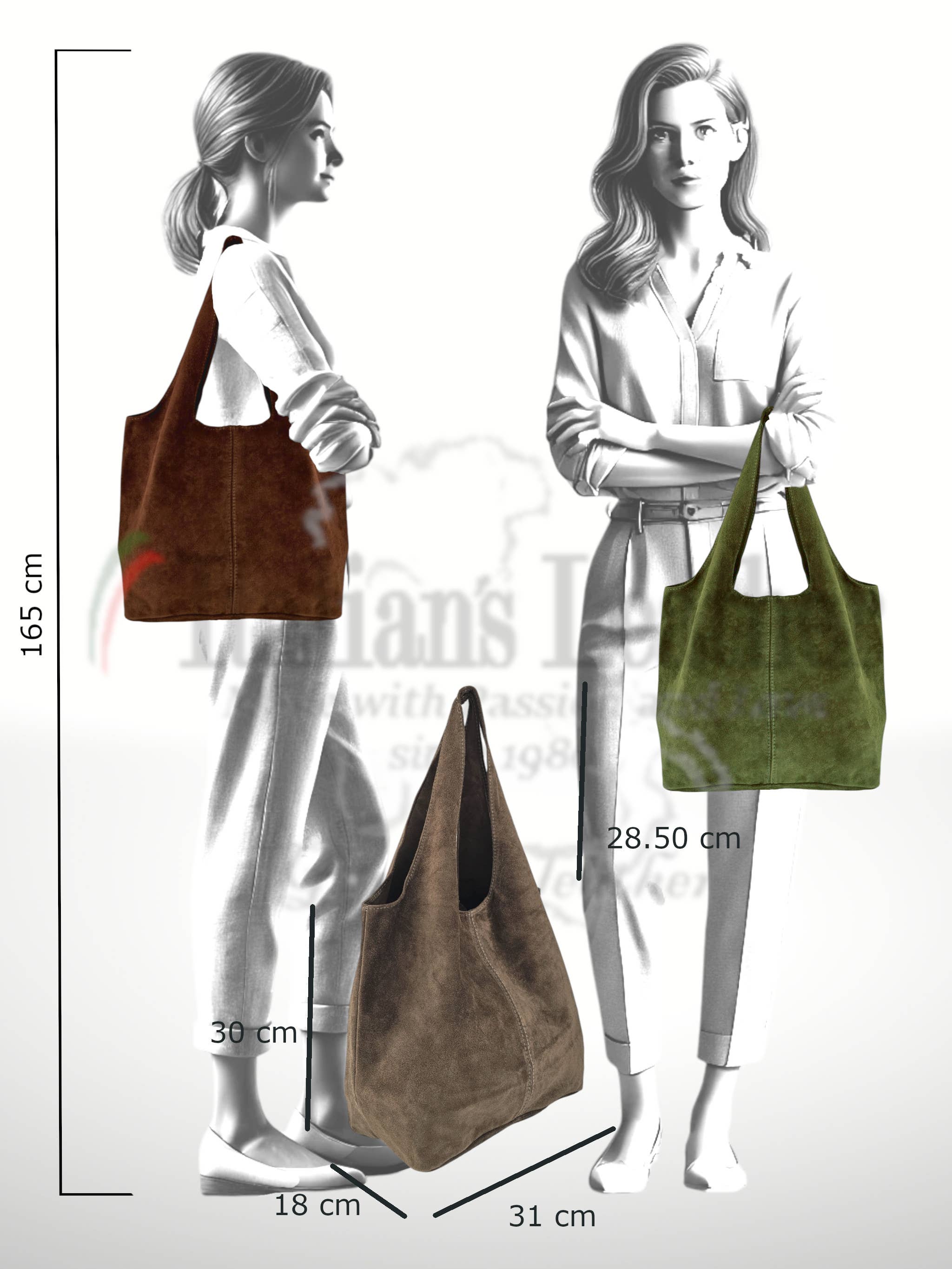 ITALIAN'S LEATHER - Wholesale Top Handle Bag - Women's - Giannina 221024 Suede Leather Shoulder Bag23