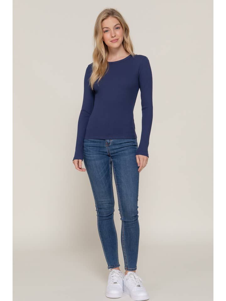 Active Basic | Active USA - Wholesale Knit Top - Women's - Long Sleeve Crew Knit Rib Tee