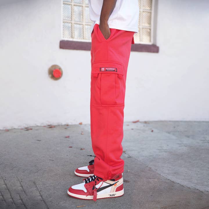 Victorious - Wholesale Pants - Men's - FL77 SOLID FLEECE HEAVYWEIGHT CARGO SWEATPANTS (OPEN PACK)27