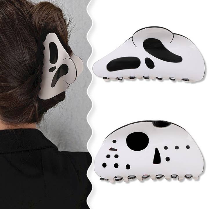ACCITY - Wholesale Hair Clip - Women's - SPOOKY GHOST CREEPY FACE HALLOWEEN HAIR CLAW CLIPS_CWAHA1635