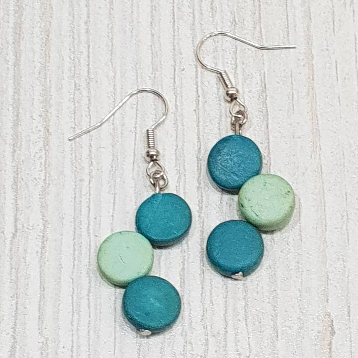 boucles d'oreilles en noix de coco véganes / CE-0310 pour la vente par Gloria-Maris