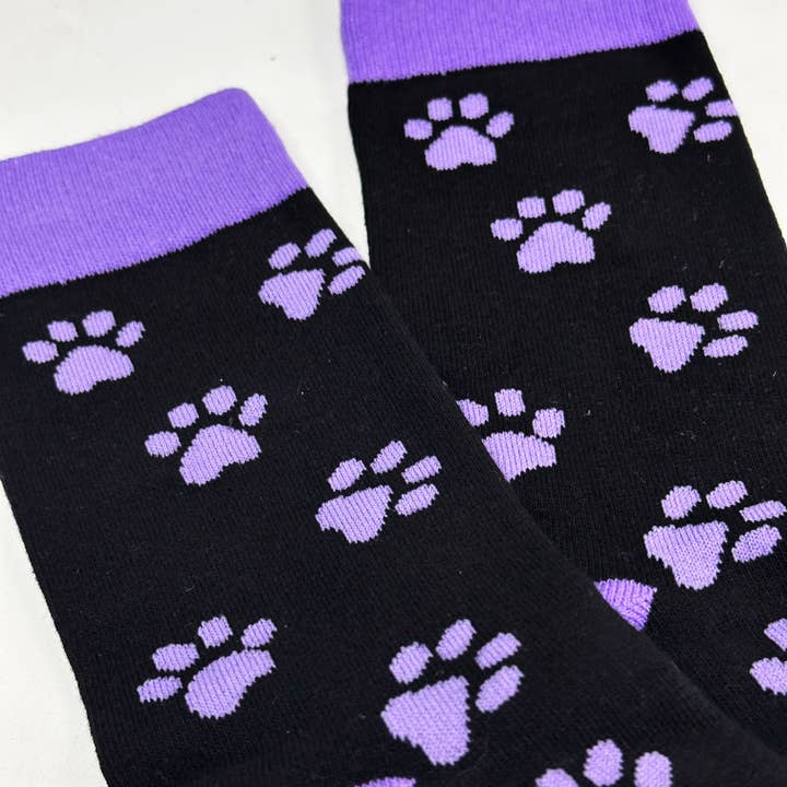 Sock Panda - Wholesale Socks - Women's - Purple Paw Print Dog Lover Socks from the Sock Panda1