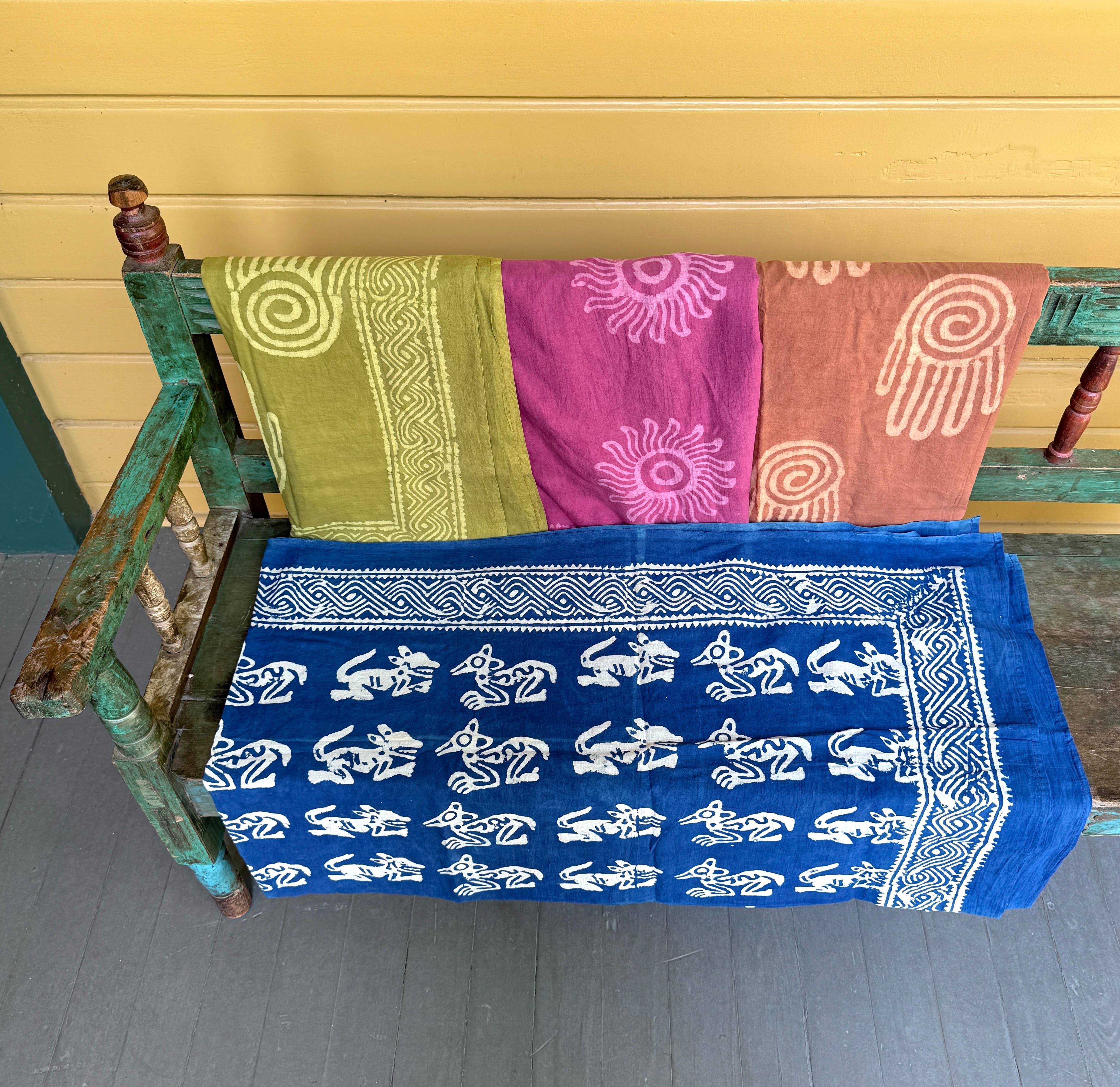 Tesoros Trading Company - Vente Serviette de plage - Tissu en coton précolombien teint naturellement, Inde2