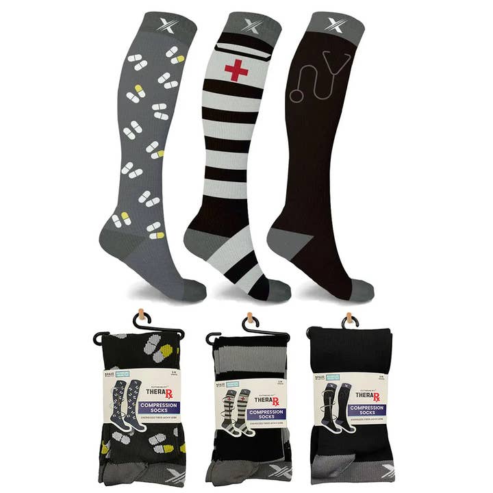 The American Gift Company (TAGCO) - Wholesale Socks - Unisex - THERA RX MEDICINE 101 SOCKS - 3 ASST STYLES