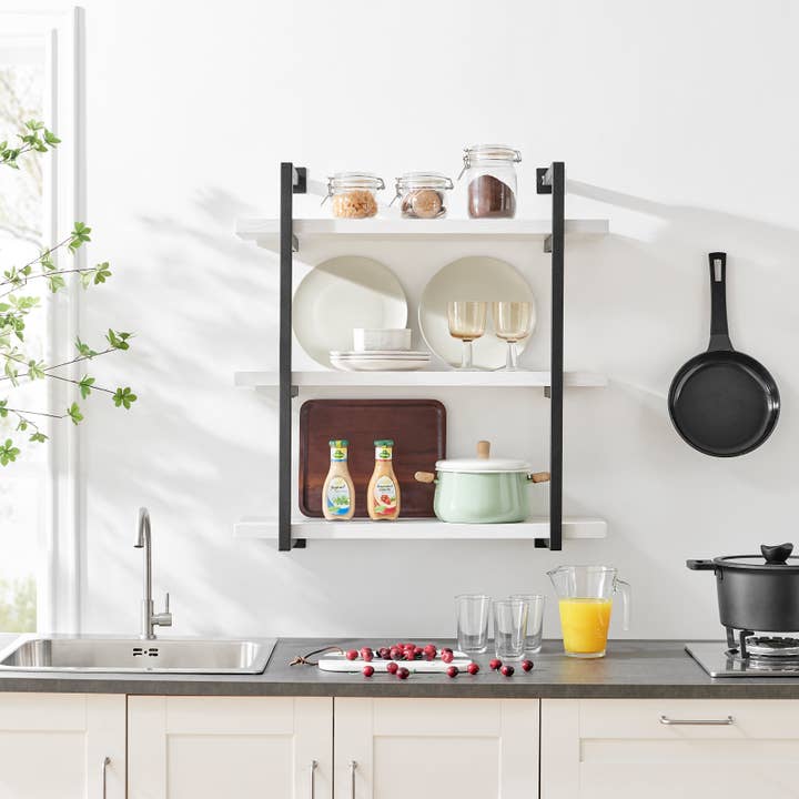 Danya B - Wholesale Wall Mounted Shelf - Modern 3-Tier Hanging Metal Bracket White Birch Wall Shelves