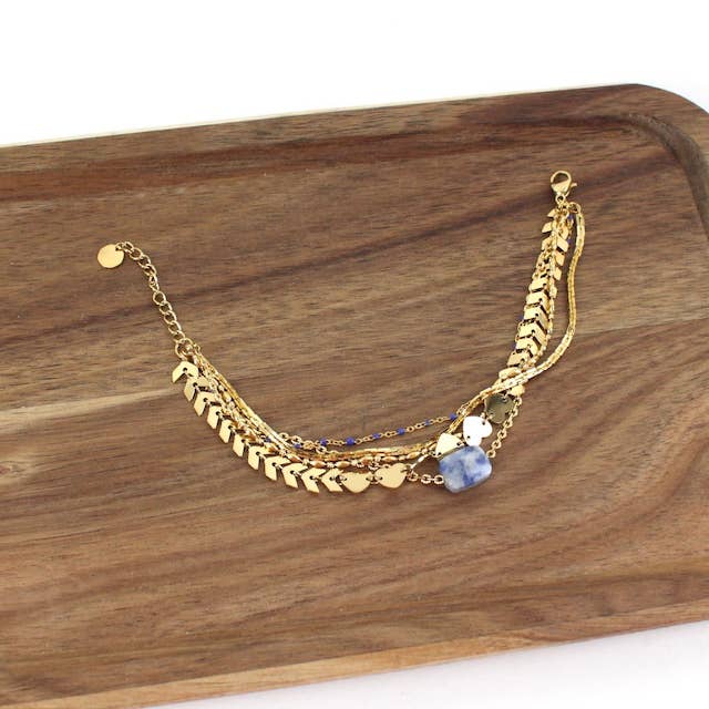 Pretty Persuasions - Wholesale Charm/Dangle Bracelet - B24046 Stone Charm Stainless Steel Multi-Chain Bracelet3