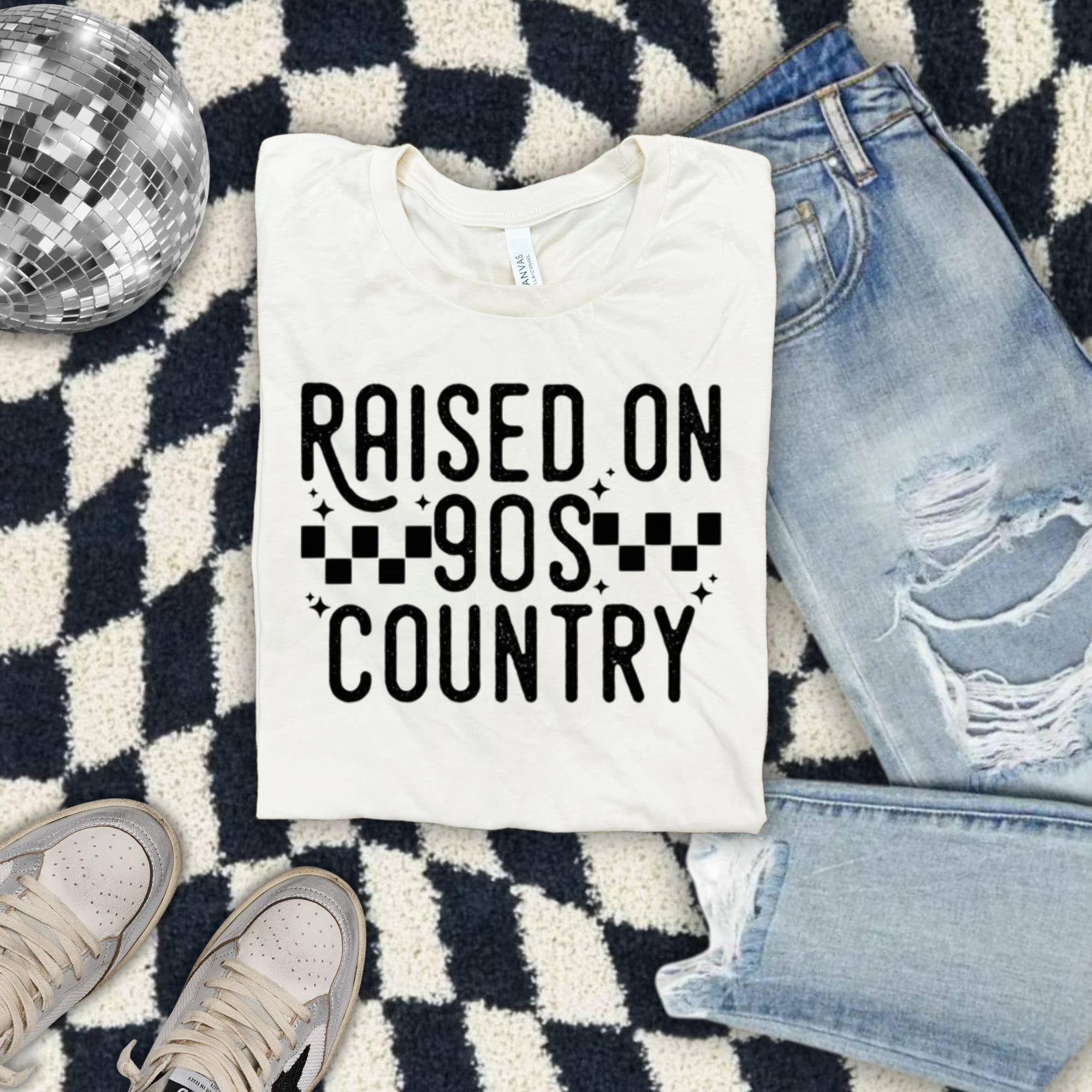 Rustic Rose Western Boutique - Wholesale Screen Printed T-Shirt - Women's - Raised on 90s country tee