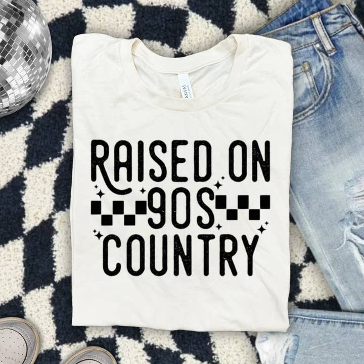 Raised on 90s country tee for wholesale by Rustic Rose Western Boutique