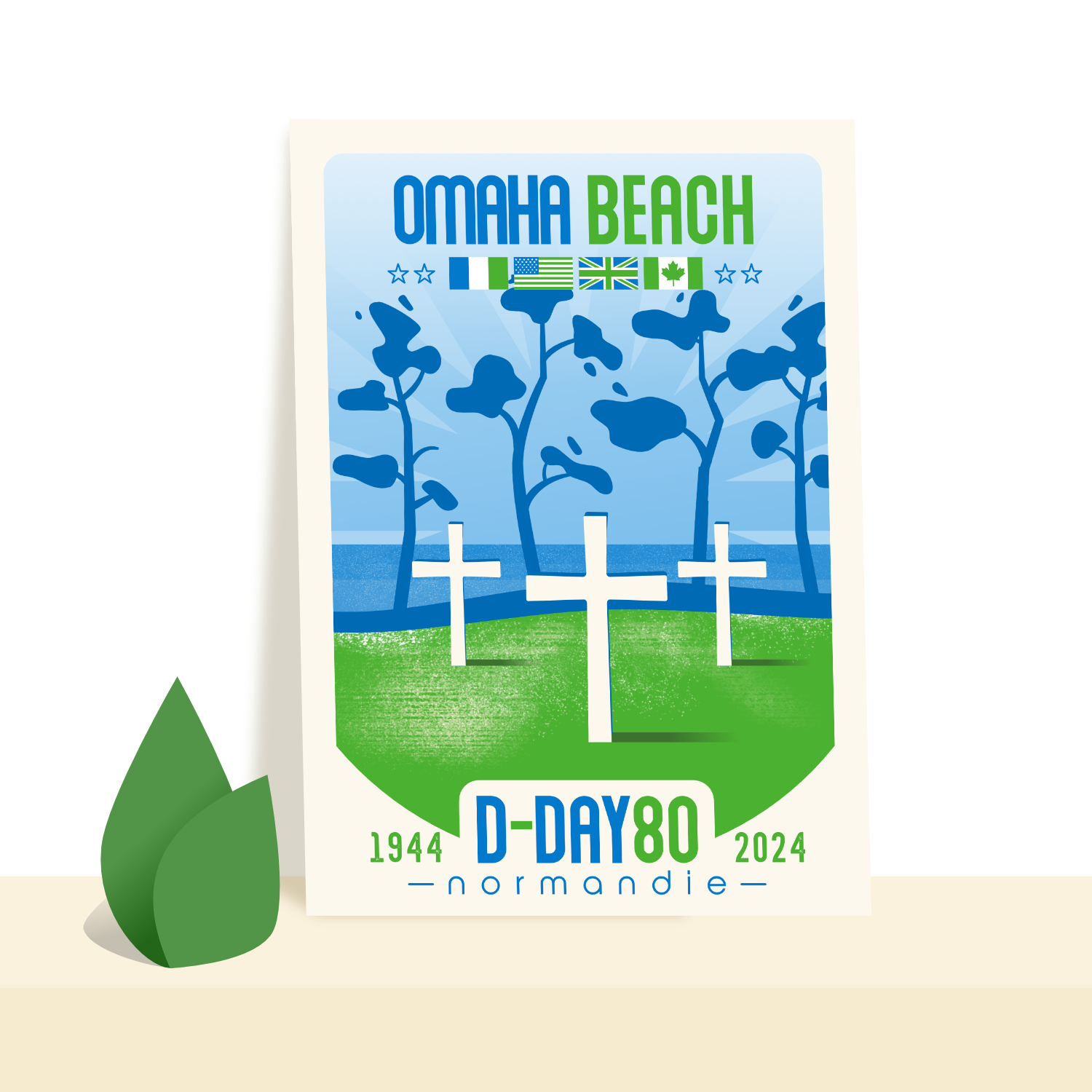 Creavisa - Venta al por mayor Tarjeta postal - Tarjeta Postal "Omaha-Beach" - 80 años del desembarco del Día D0