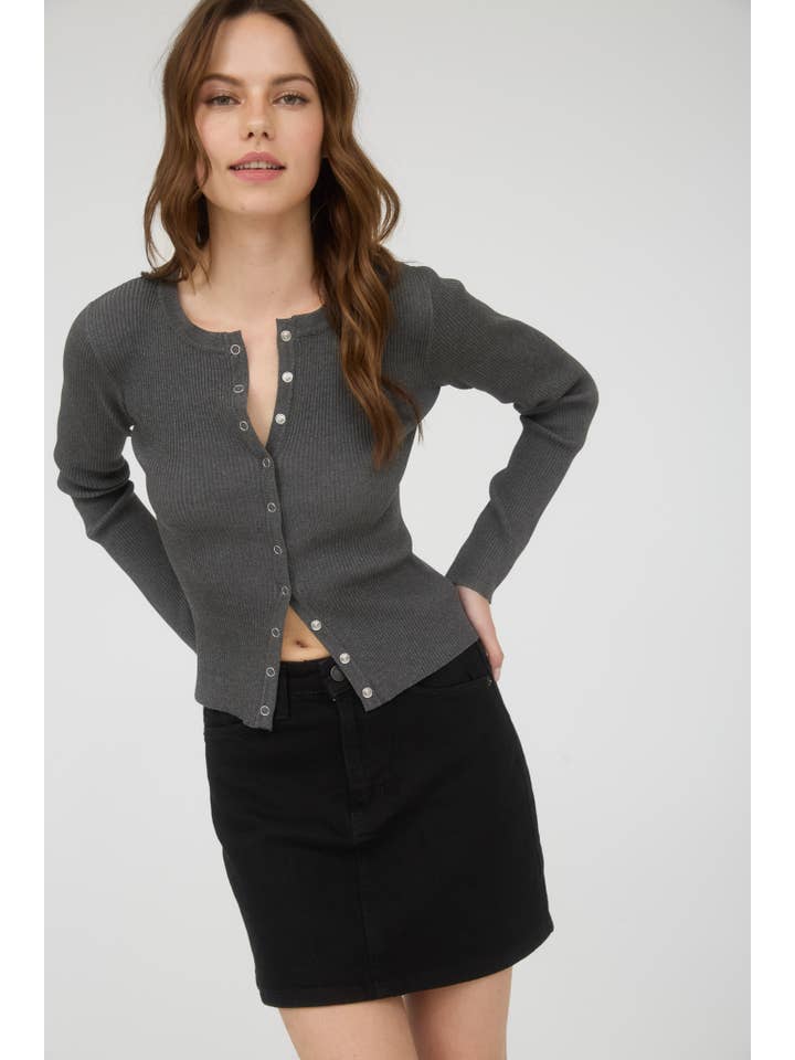 The Workshop Studio - Vente Cardigan – femme - GILET EN MAILLE À COL ROND AVEC BOUTONS-PRESSION38