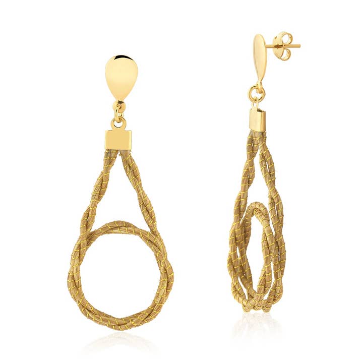 18K vergulde gouden gras gedraaide oorbellen voor wholesale door Fetutti Jewelry