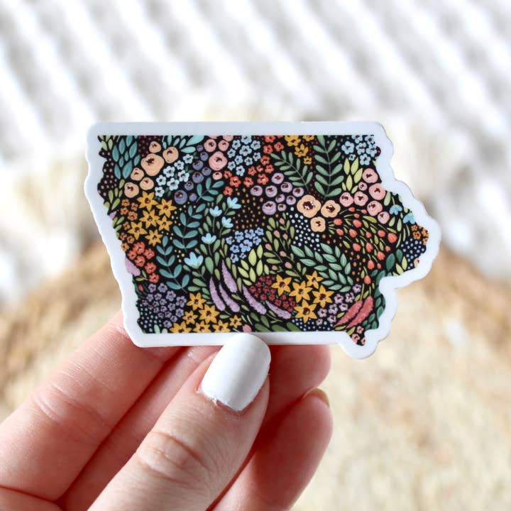 Elyse Breanne Design - Venta al por mayor Pegatina - Pegatina floral del estado de Iowa, 7,6 x 5 cm6