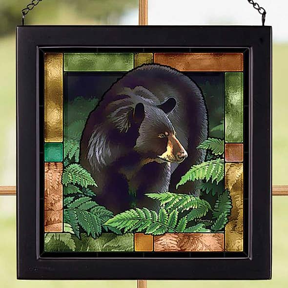 BLACK BEAR FRAMED GLASS 9"x9" - Art by Bob Metropulos for wholesale by Art Brand Studios
