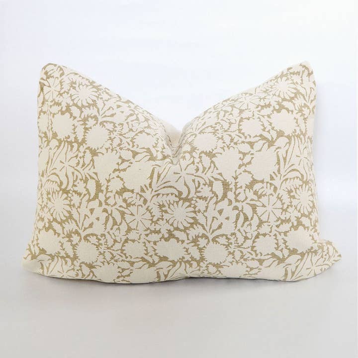 Cozy Prairie Linens Co. - Wholesale Throw Pillow Cover - Signature Floral Cotton Pillow Cover in Olive Green