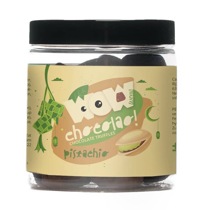 Pistachio - Eid Chocolate truffles - Gifting jar 130g for wholesale by WOW Chocolao!