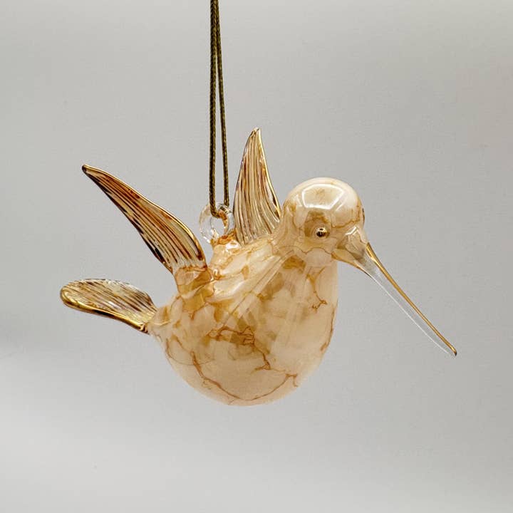 Blown Glass Ornament - Hummingbird Yellow for wholesale by Dandarah (Ships from USA)