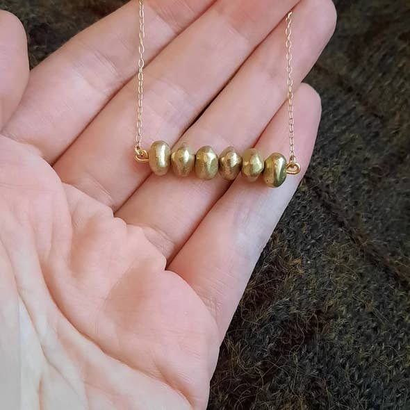 DANU Ceramics – wholesale Beaded/pearl necklace – Cast Brass Ethiopian Necklace2