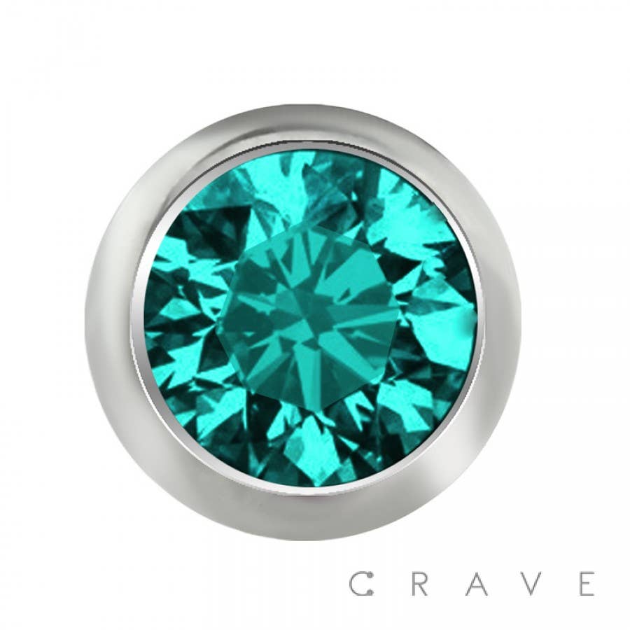 SS GREEN GA mm mm DERMAL ANCHOR HEAD WITH 5MM ROUND COLOR GEM for wholesale on Faire6