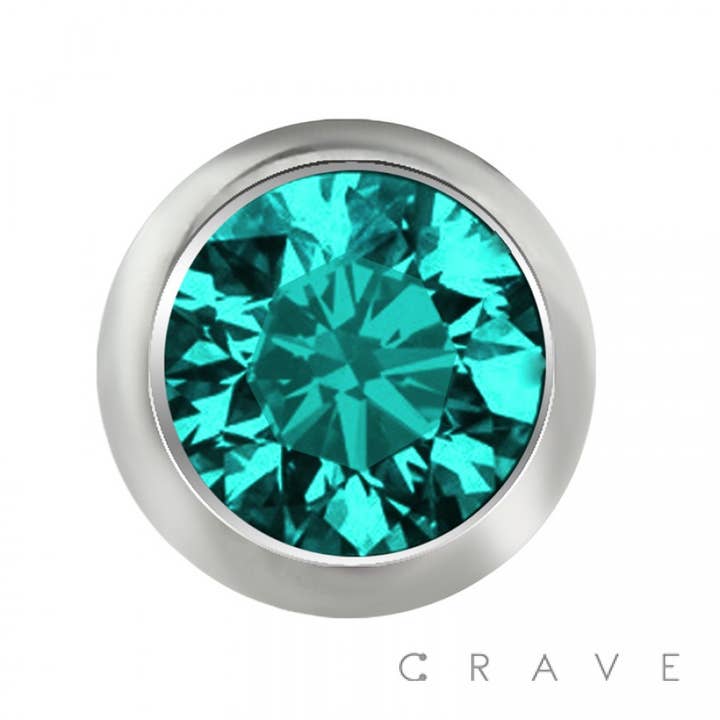 SS GREEN GA mm mm DERMAL ANCHOR HEAD WITH 5MM ROUND COLOR GEM for wholesale on Faire6